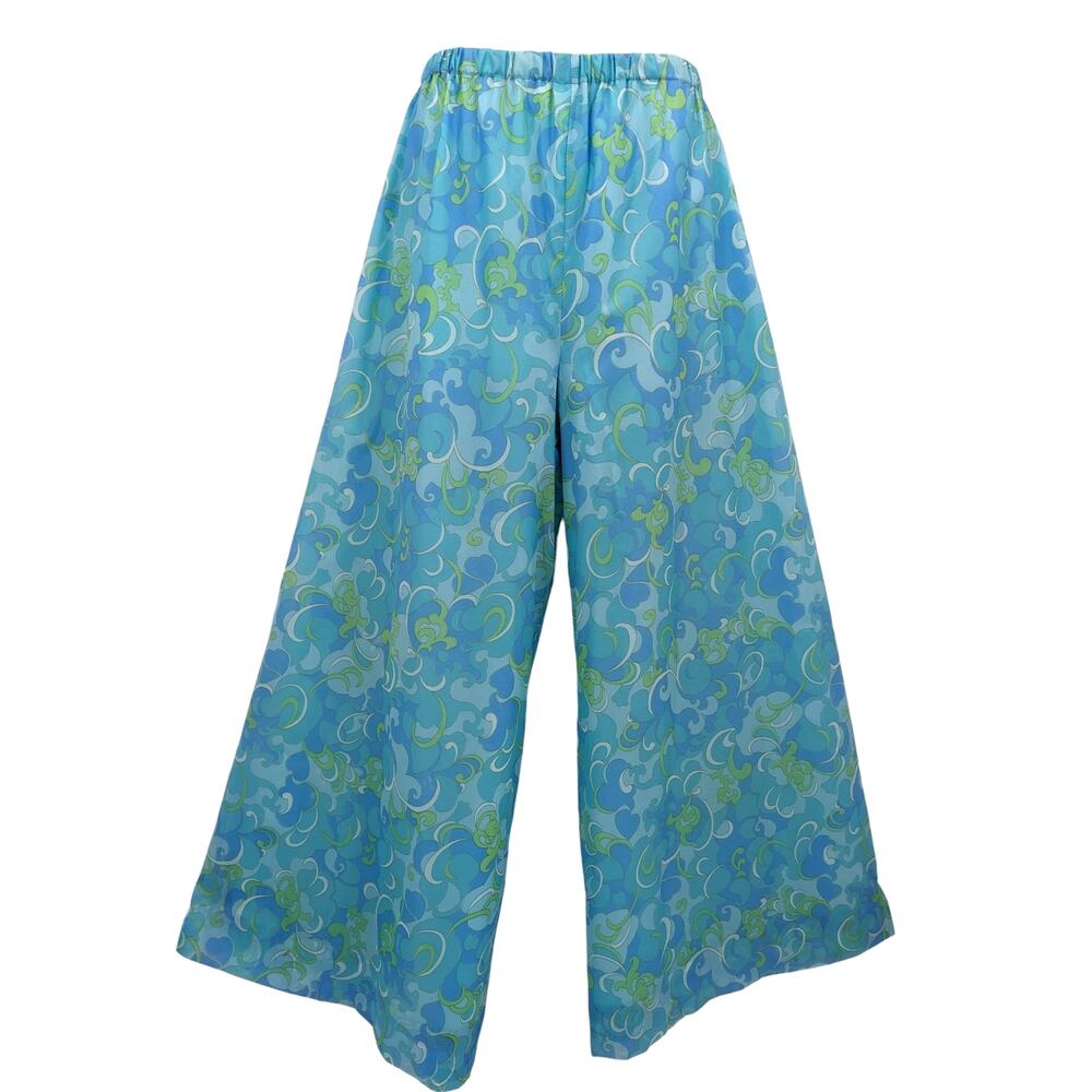 SALE Vintage 1960s Acetate Chiffon Lined PSYCHEDELIC PALAZZO PANTS Swirly Clouds